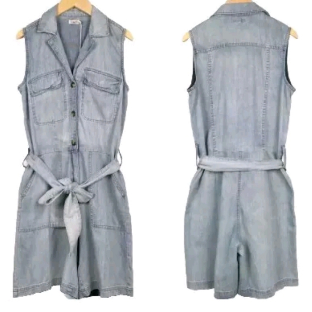 Faherty Light Blue Denim Sleeveless Romper
